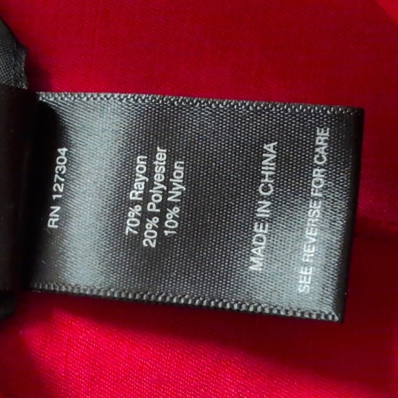 Ali Miles Shimmer Red Blouse 3/4 Sleeve High Collar Artsy - Picture 6 of 6